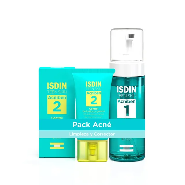 isdin-acniben-pack-limpiador-purificante-espuma-gel-crema-control-de-brillos-y-g image 1