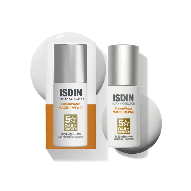 isdin-fusion-water-magic-repair-spf-50-protector-solar-facial-uso-diario-triple- image 1