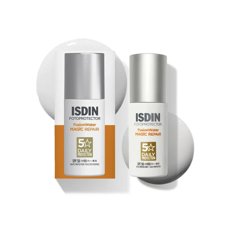 isdin-fusion-water-magic-repair-spf-50-protector-solar-facial-uso-diario-triple- image 1
